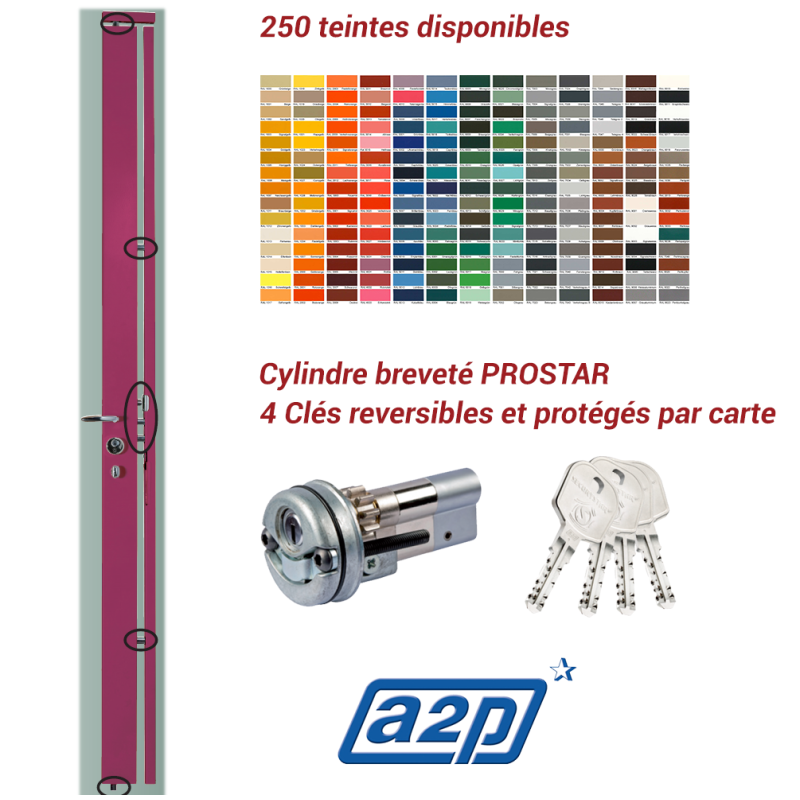 Serrure carénée en applique Securystar Queen Star A2P* 5 points Haut et Bas Serrure carénée en applique Securystar Queen Star A2P* 5 points Haut et Bas