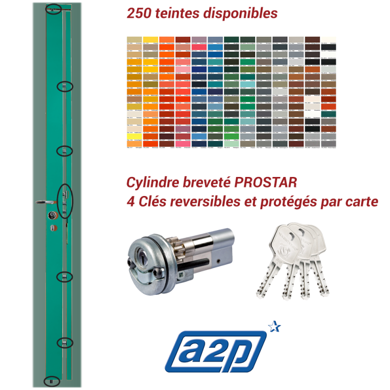 Serrure carénée en applique Securystar Queen Star A2P* 7 points Haut et Bas Serrure carénée en applique Securystar Queen Star A2P* 7 points Haut et Bas