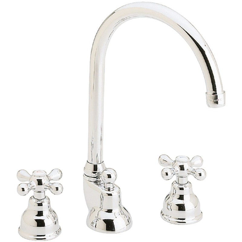 Robinet lavabo melangeur trois trous Antica bec haut orientable