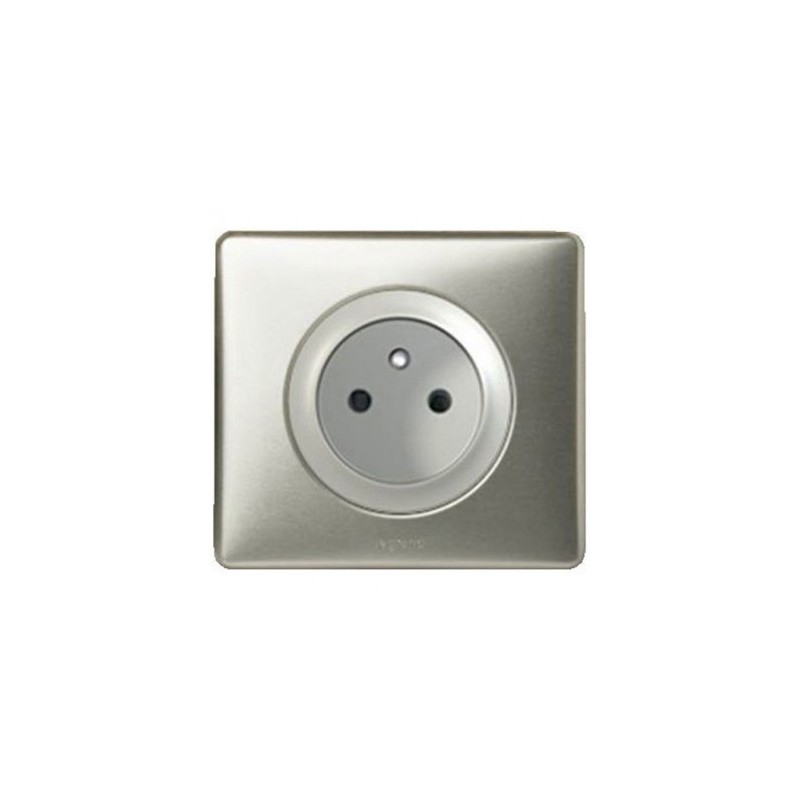 Prise simple Legrand Céliane 2P+T - Appareillage complet anodisé titane encastré