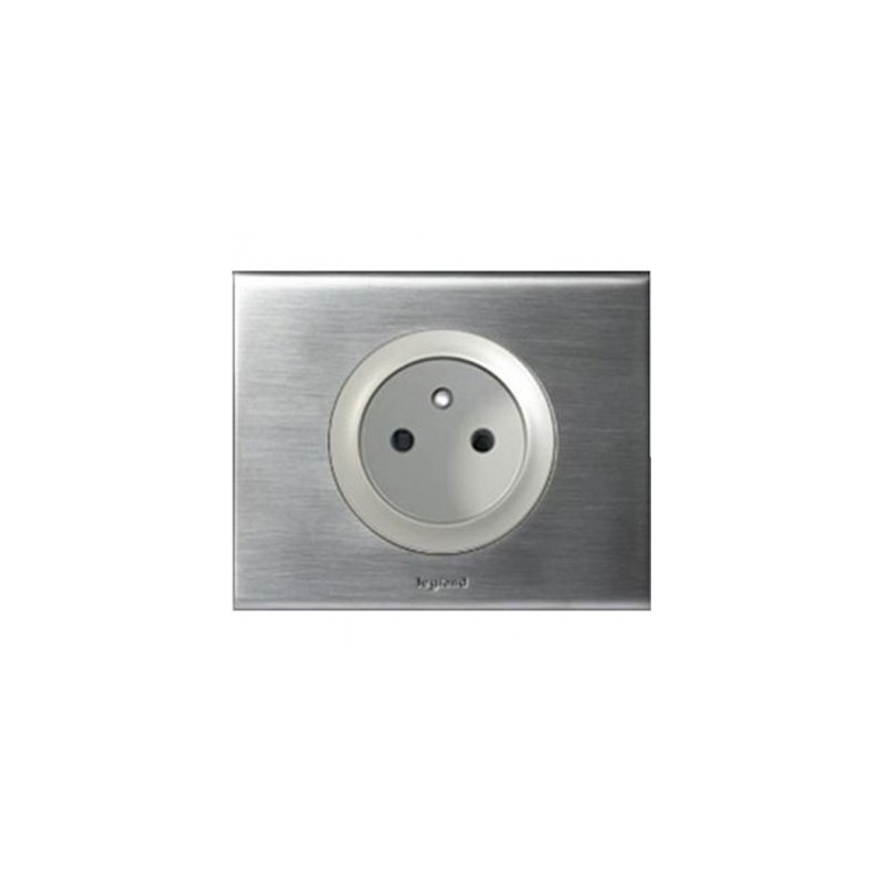 Prise simple Legrand Céliane 2P+T - Appareillage complet inox brossé encastré
