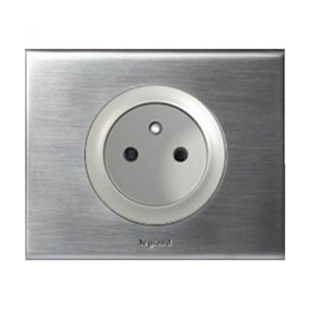 Prise simple Legrand Céliane 2P+T - Appareillage complet inox brossé encastré