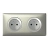 Double prise Legrand Céliane 2x2P+T - Appareillage complet Anodisé Titane encastré