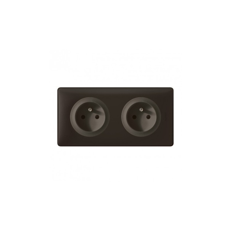 Double prise Legrand Céliane 2x2P+T - Appareillage complet Poudré Basalte encastré