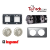 Double prise Legrand Céliane 2x2P+T - Appareillage complet Anodisé Alu encastré