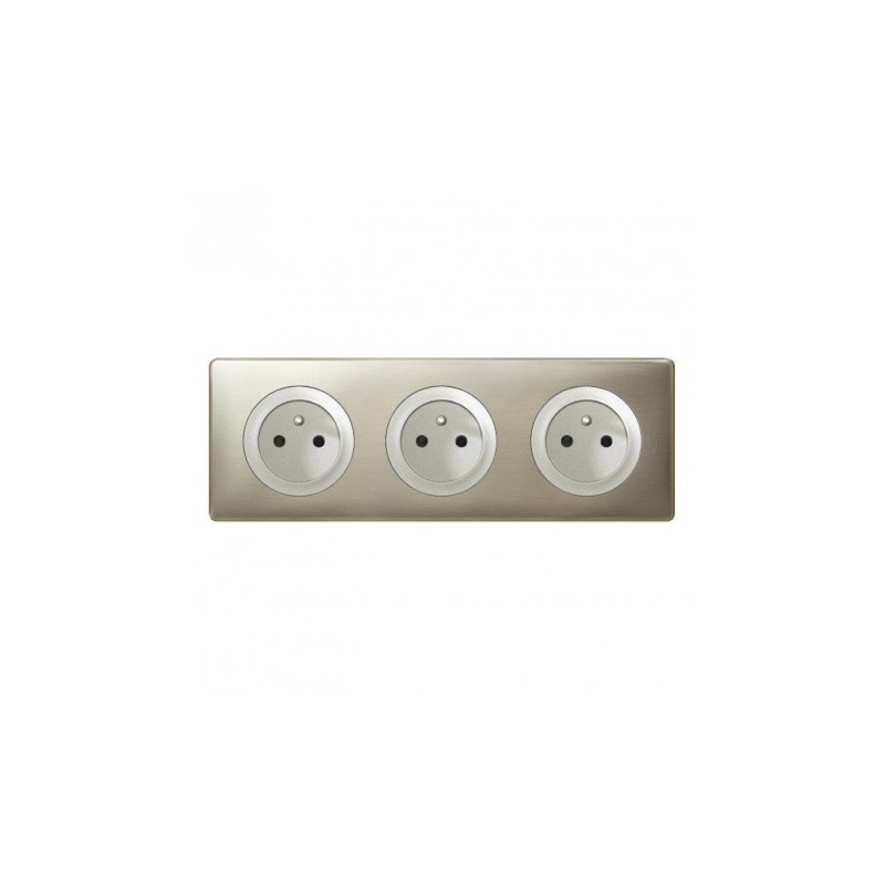 Triple prise Legrand Céliane 3x2P+T - Appareillage complet Anodisé Titane encastré