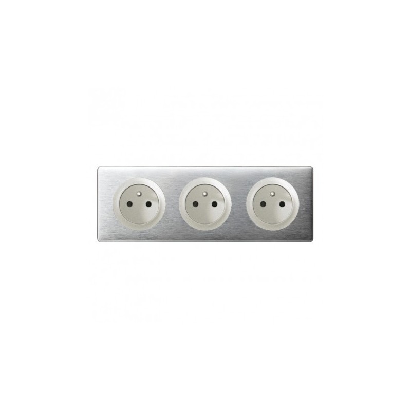Triple prise Legrand Céliane 3x2P+T - Appareillage complet Anodisé Alu encastré