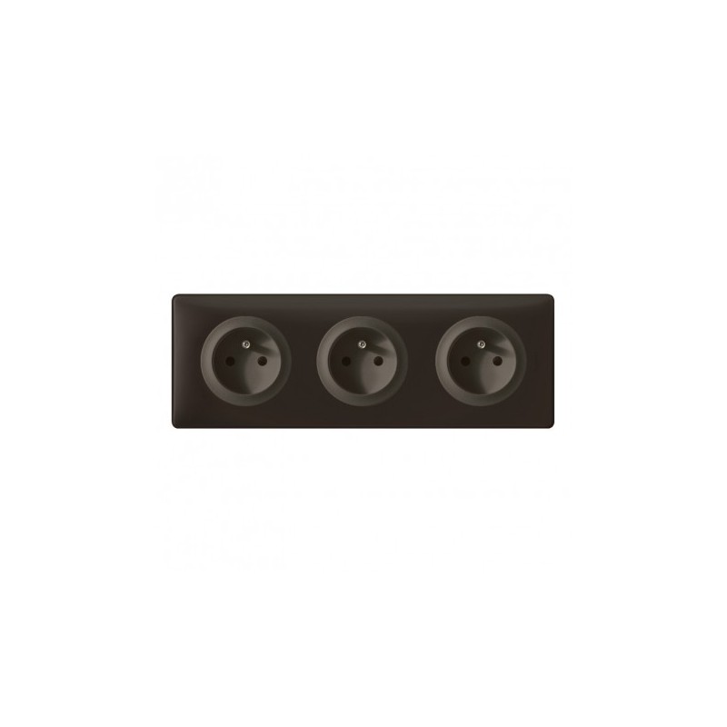 Triple prise Legrand Céliane 3x2P+T - Appareillage complet Poudré Basalte encastré
