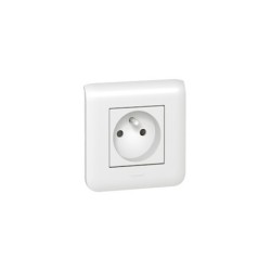 Prise simple Legrand Mozaic 2P+T - Appareillage complet Blanc encastré à vis