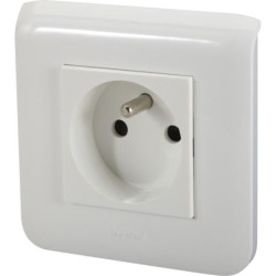 Prise simple Legrand Mozaic 2P+T - Appareillage complet Blanc encastré à vis