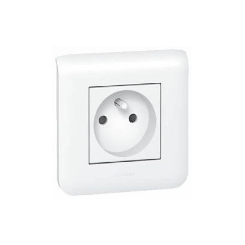 Prise simple Legrand Mozaic 2P+T - Appareillage complet Blanc encastré à vis