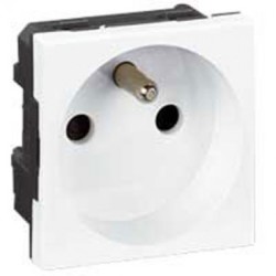 Prise simple Legrand Mozaic 2P+T - Appareillage complet Blanc encastré à griffes