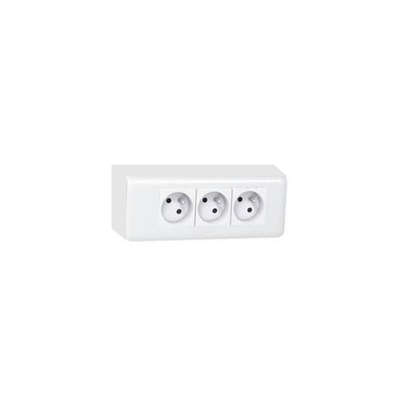 Triple prise Legrand Mozaic 3x2P+T - Appareillage complet Blanc saillie