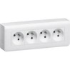 Quadruple prise Legrand Mozaic 4x2P+T - Appareillage complet Blanc saillie
