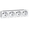 Quadruple prise Legrand Mozaic 4x2P+T - Appareillage complet Blanc saillie