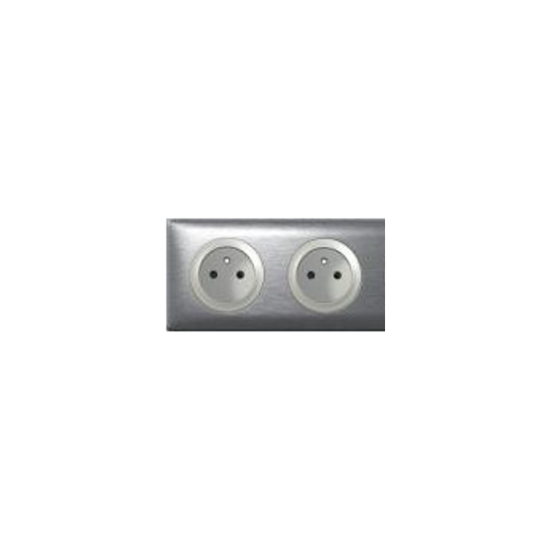 Double prise Legrand Céliane 2x2P+T - Appareillage complet Anodisé Alu encastré