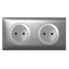 Double prise Legrand Céliane 2x2P+T - Appareillage complet Anodisé Alu encastré