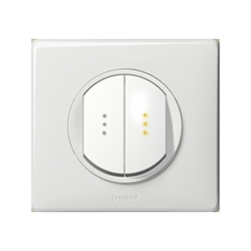 Interrupteur double poussoir à voyant Legrand Céliane - Appareillage complet Blanc encastré Interrupteur double poussoir à voyant Legrand Céliane - Appareillage complet Blanc encastré