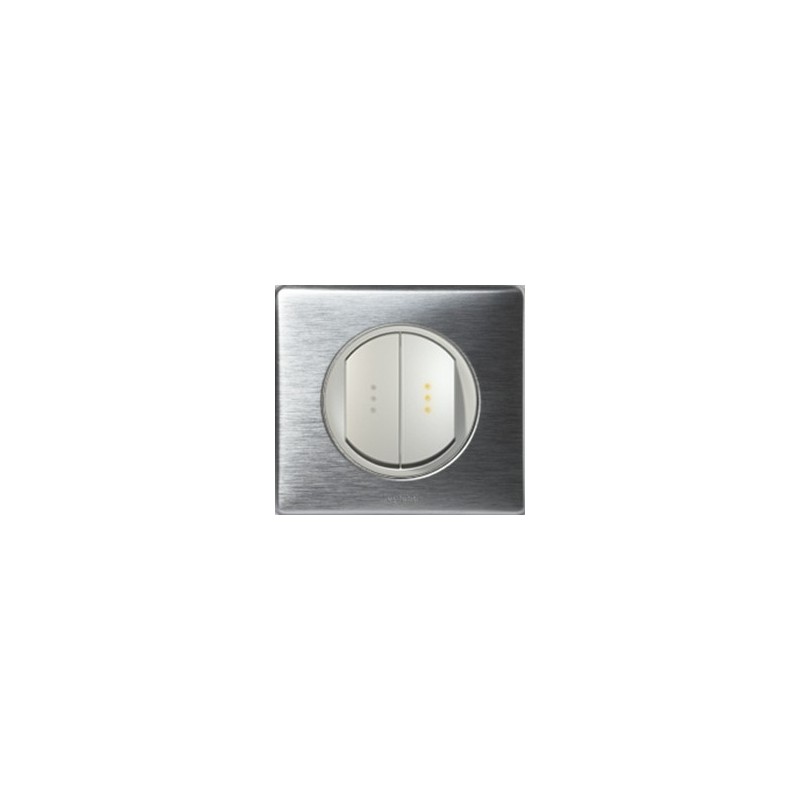 Interrupteur double poussoir à voyant Legrand Céliane - Appareillage complet Anodisé Alu encastré Interrupteur double poussoir à voyant Legrand Céliane - Appareillage complet Anodisé Alu encastré