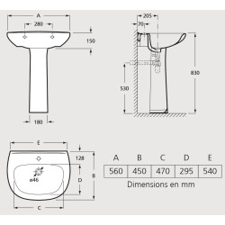 Lavabo sur pied Roca Polo Zoom 56cm