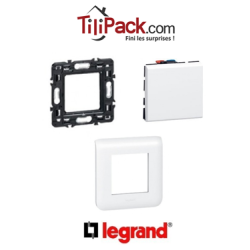 Interrupteur poussoir Legrand Mosaic - Appareillage complet Blanc encastré