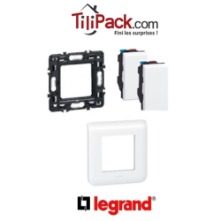 Interrupteur double va-et-vient Legrand Mosaic - Appareillage complet Blanc encastré