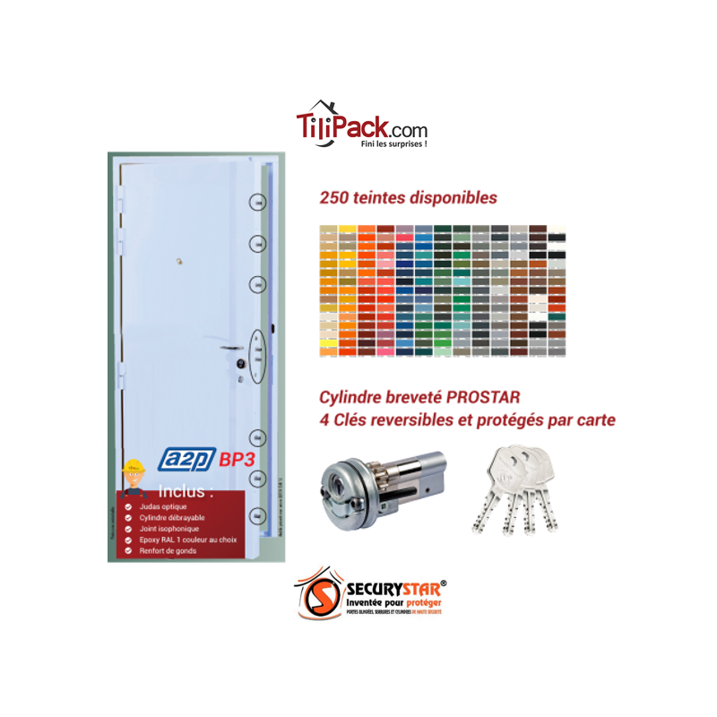Porte blindée A2P BP3, Securystar Super Star - Serrure carénée 7 points