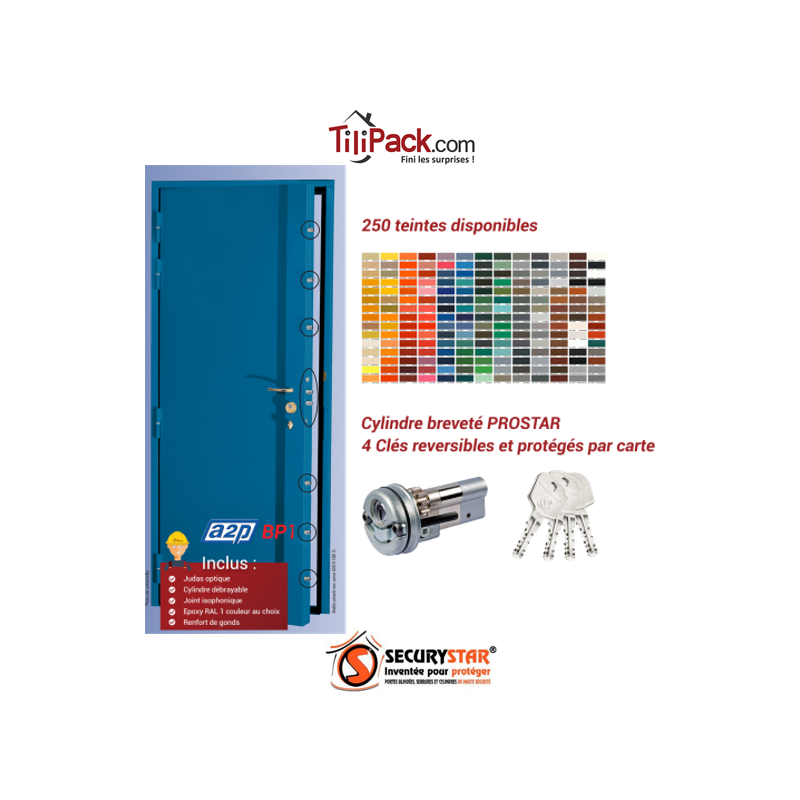 Blindage de porte A2P BP1, Securystar Le Citadin 1 Serrure en applique 5 points