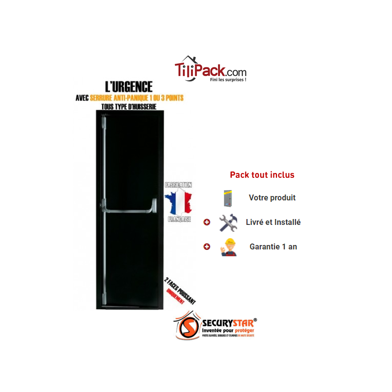 Porte issue de secours, Securystar Urgence, Serrure anti-panique 1 point