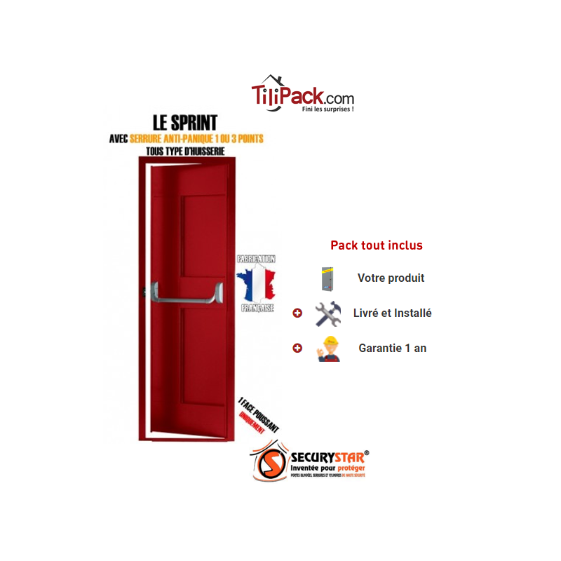 Porte issue de secours, Securystar Sprint, Serrure anti-panique 3 points