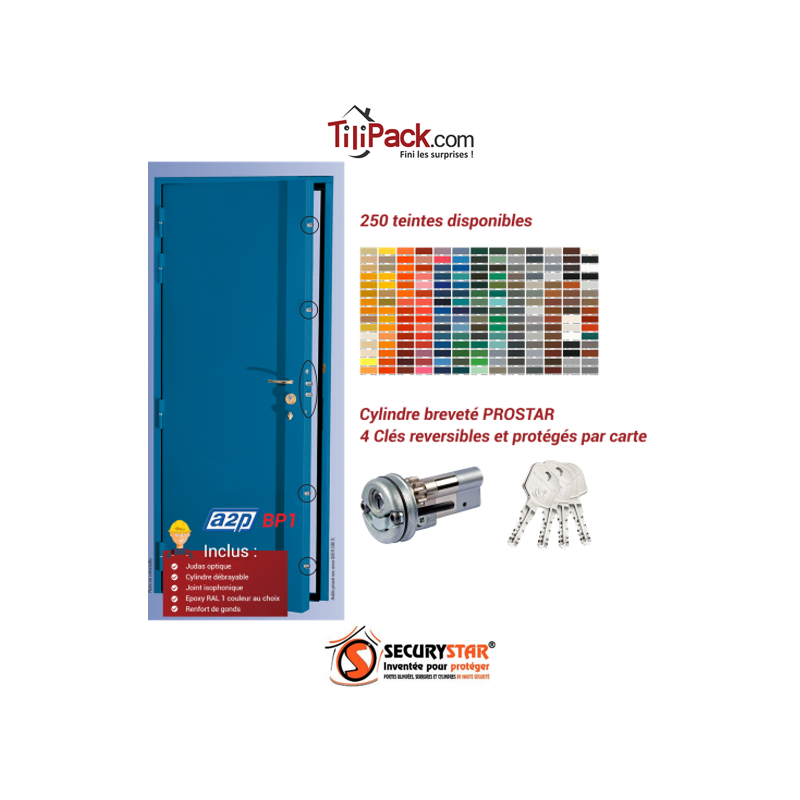 Blindage de porte A2P BP1, Securystar Le Citadin 1 Serrure en applique 5 points