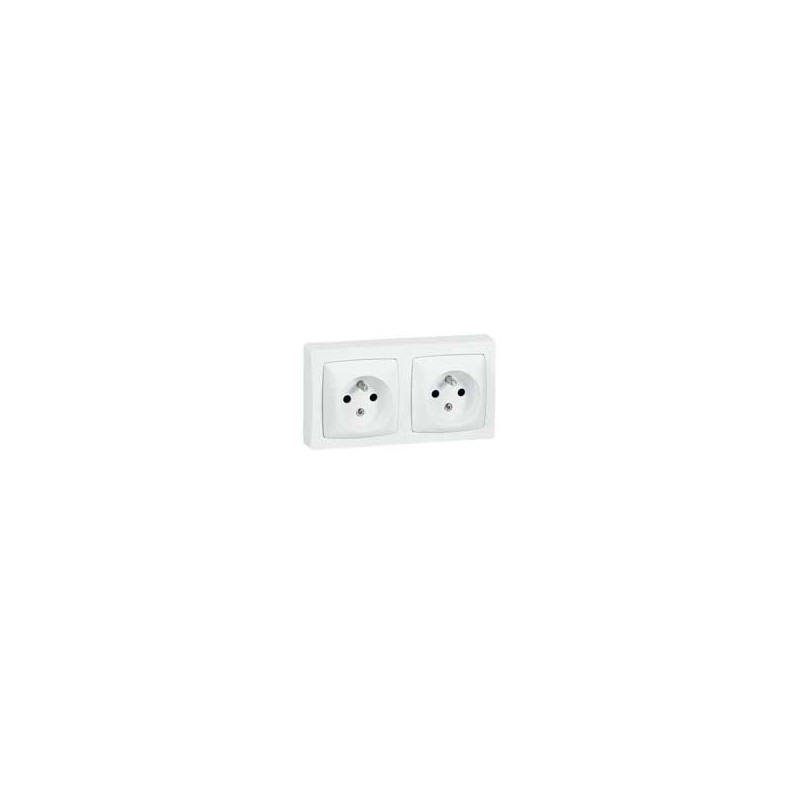 Double prise Legrand 2x2P+T - Appareillage complet Saillie Double prise Legrand 2x2P+T - Appareillage complet Saillie