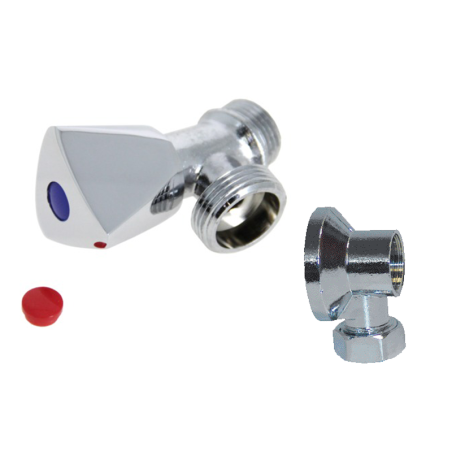 Robinet d'arrêt pour machine à laver Garis Luxe tête laiton chromé et applique chromée