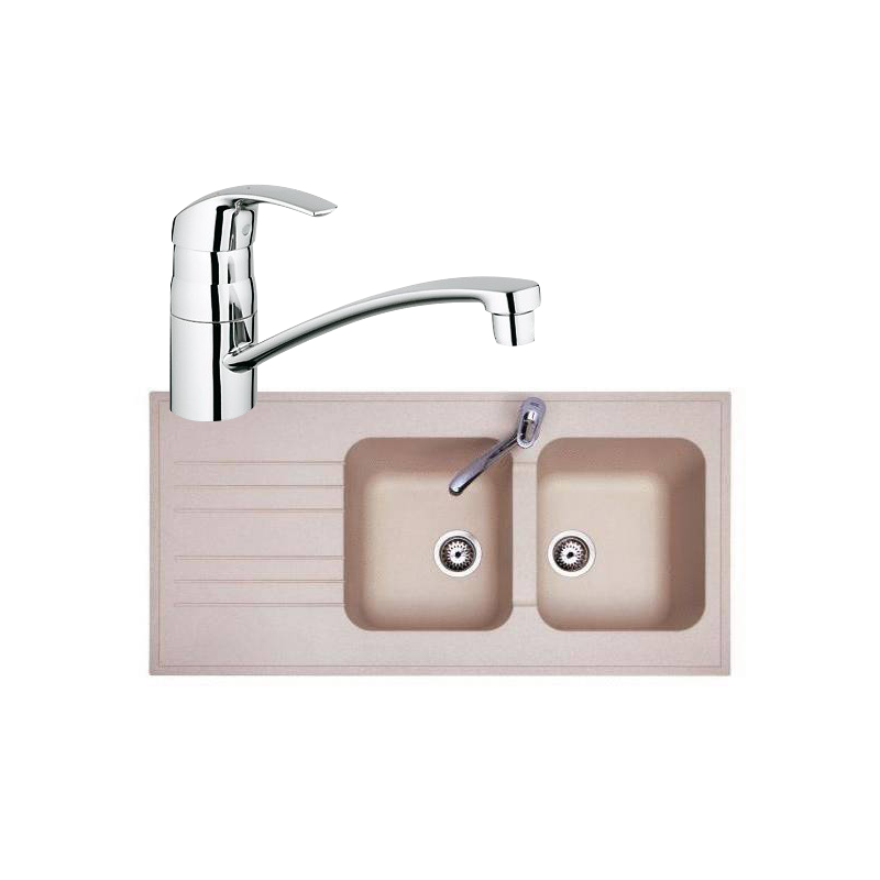 Pack Robinet Grohe + Evier Franke Brunssum Fradura, à poser, crème, 120x60cm Pack Robinet Grohe + Evier Franke Brunssum Fradura, à poser, crème, 120x60cm